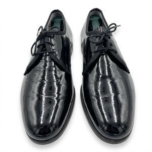 Vito Rufolo Mens 9 D Black Patent Leather Tuxedo Oxford Dress Shoes Formal Italy